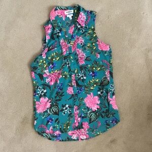 EXPRESS Floral Slim Sleeveless Portofino Top Size S Slim
